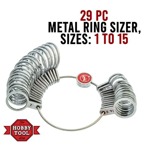 29 Pc Metal Ring Sizer Sizes 1 To 15 29 Pc Metal Ring Sizers With