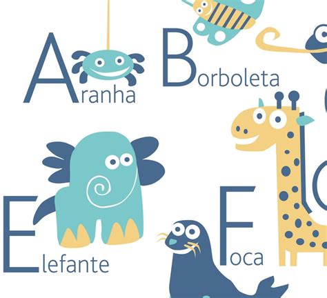 Portuguese Alphabet Poster With Animals From A To Z Big Etsy