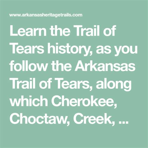 Learn The Trail Of Tears History As You Follow The Arkansas Trail Of