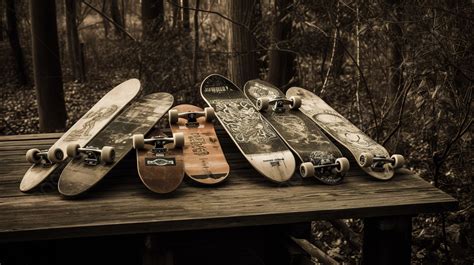 Skateboards On A Deck On The Woods Background Skateboard Pictures