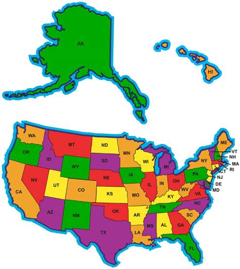 United States Map And Abbreviations Gabbi Joannes