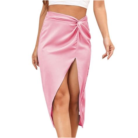 Skirts For Women Trendy Sexy Solid Color Slit A Line Hip Skirt High Waist Slim Zipper Maxi
