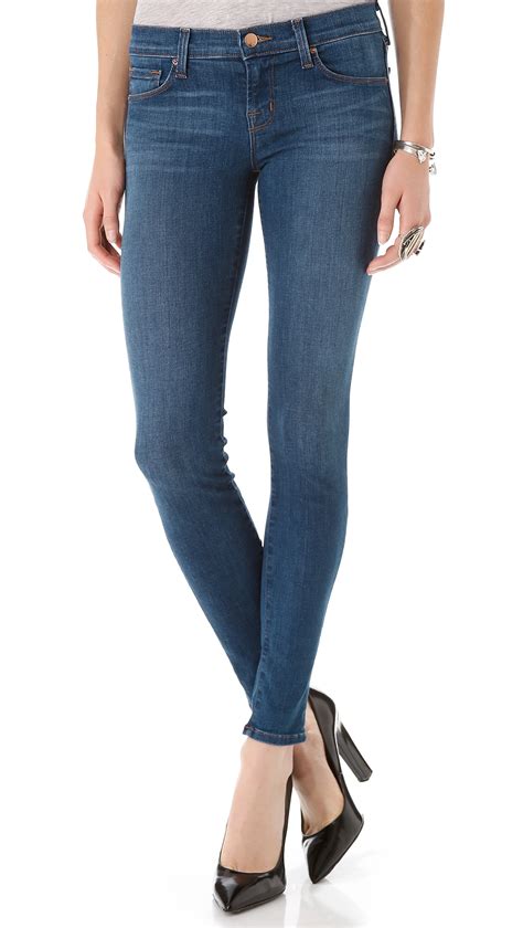Lyst J Brand 910 Low Rise Skinny Jeans Pacifica In Blue