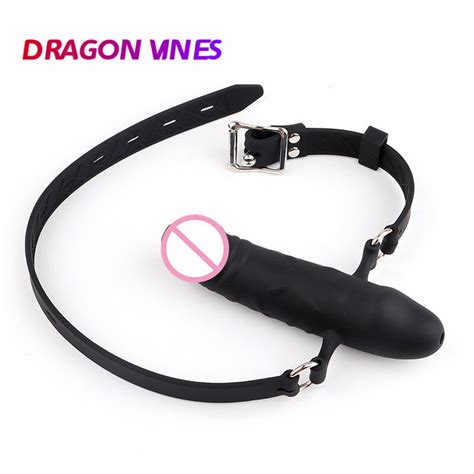 Silicone Open Mouth Gag Dildo Oral Fixation Strap On Slave Harness