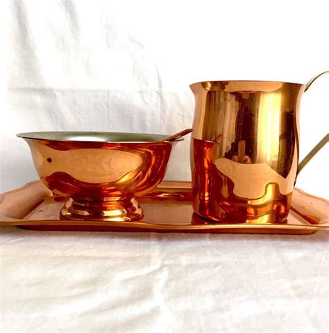 Copper Cream And Sugar Set Solid Copper Creamer Set Vintage Etsy