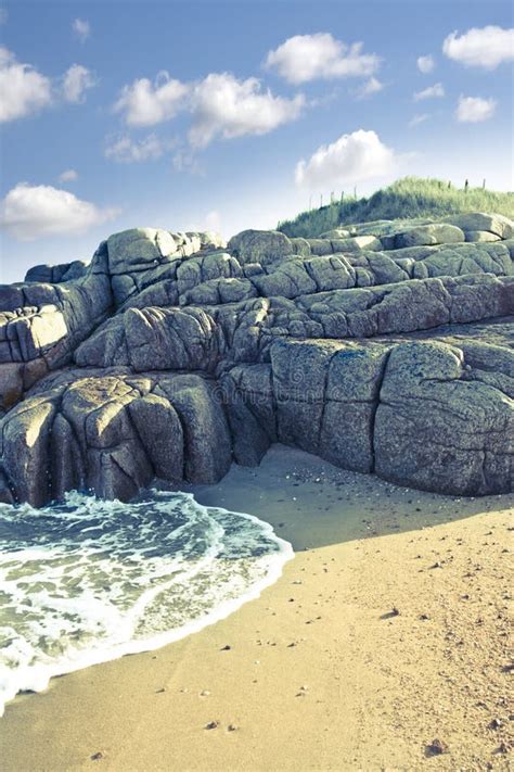 Rock Formation On A Coastal Beach In County Donegal Stock Photo Image