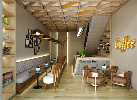 Shop ceiling is overhauled with udecor designer ceiling tiles, and the end result is impressive. ceiling Coffee Shop 3D model | CGTrader