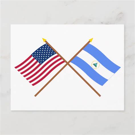 Postal Banderas Cruzadas De Estados Unidos Y Nicaragua Zazzlees