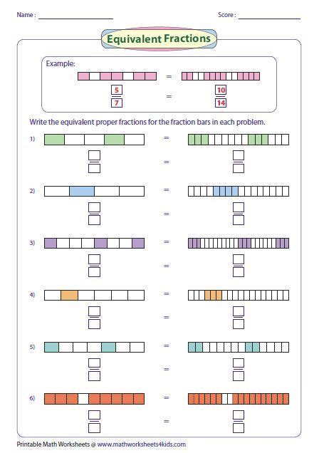 Writing Equivalent Fractions Using Fraction Bar Model Math Fractions