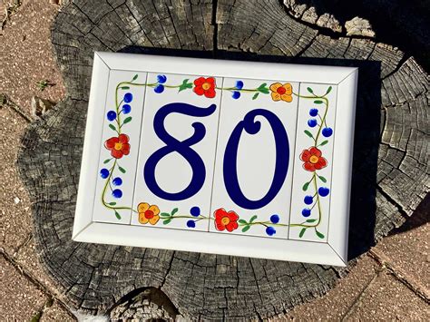 Floral House Numbers With Frame Personalized Custom Address Etsy In