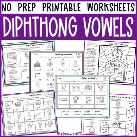Diphthong Worksheets Diphthong Vowels And Phonics Activities Made