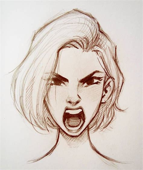 Screaming Face Drawing Simple Drawing Arts
