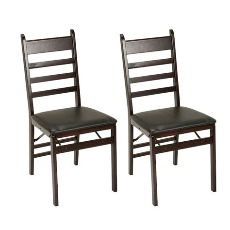 Cosco 2 Pack Espresso Wood With Vinyl Seat And Ladder Back Standard