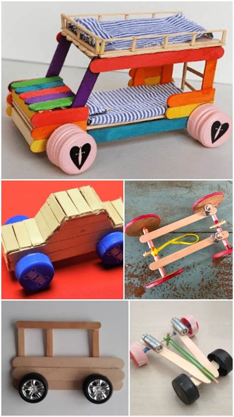 Diy Popsicle Stick Toy Car Crafts For Kids Kids Art And Craft