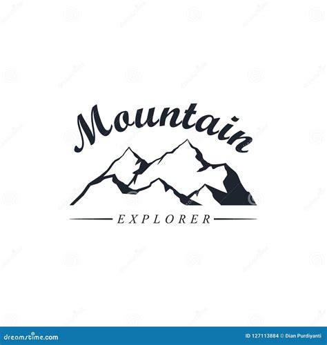 Black And White Mountain Explorer Adventure Logo Sign Badge Template