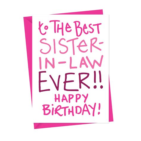 Best Sister In Law Ever Handdrawn Birthday Card Illustrated Card