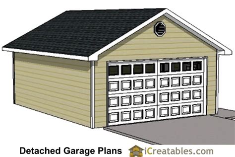20x24 1 Car Detached Garage Plans Download And Build Garage Plans