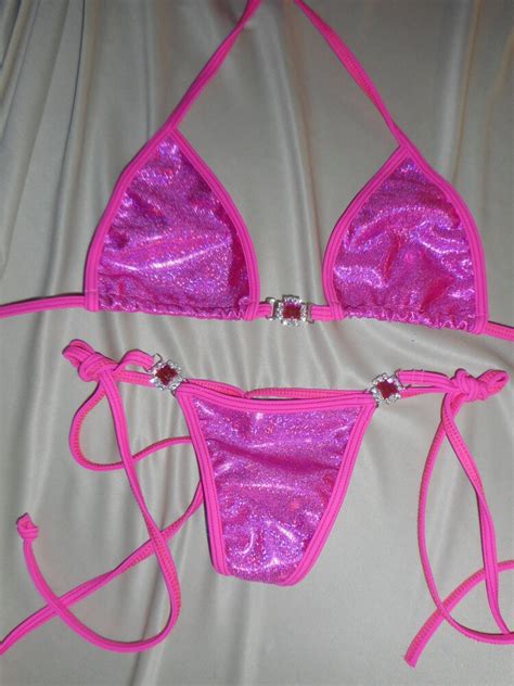 Hot Pink Hologram G String Bikini Exotic By Ultravixenhollywood