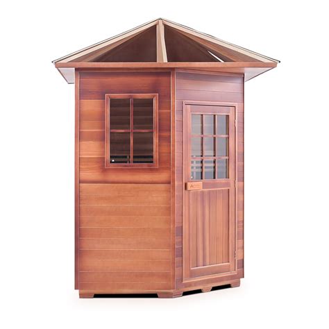 4 Person Corner Outdoor Hybrid Sauna Sapphire Series Enlighten Saunas