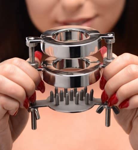 Stainless Steel Spiked CBT Ball Stretcher And Crusher The BDSM Toy Shop