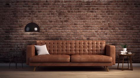 Vintage Brown Couch Background 3d Rendering Retro Brown Sofa In