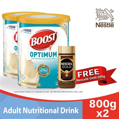 Nestle Boost Optimum Vanilla Adult Milk Powder 800g Pack Of 2 With