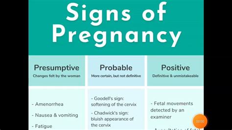 Signs Of Pregnancy Presumptive Signs Probable Signs Positive Signs