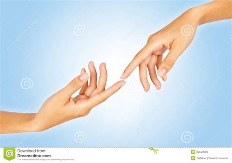 Finger Tips Reaching Out Each Other Close Up Stock Image