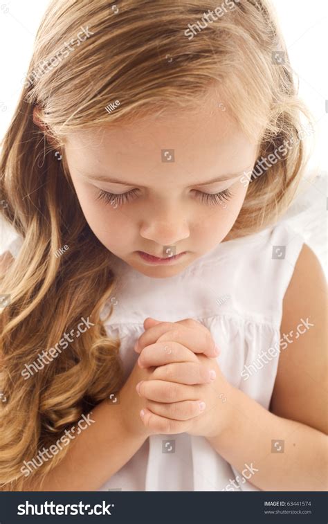 Little Girl Praying Closeup Stock Photo 63441574