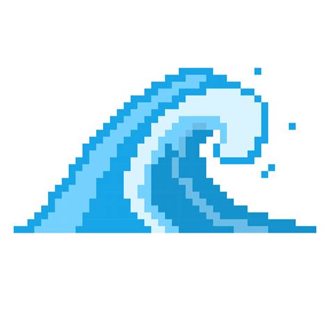 Sea Pixel Wave Icon Powerful Blue Tsunami Rushing Shore Huge Storm Waves With White Foam And