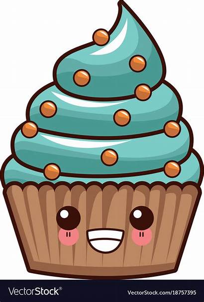 Cupcake Kawaii Dessert Vector Cartoon Clipart Delicious