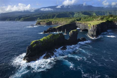 Maui Coastline Aerial Of Rocky Coast On Pacific Ocean In Maui Hawaii