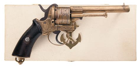 Engraved European Brass Pinfire Revolver