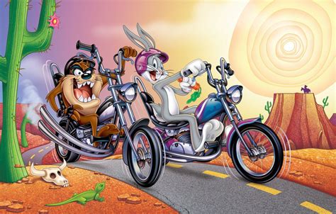 Wallpaper Rabbit Motorcycle Cartoon Taz The Tasmanian Devil Looney
