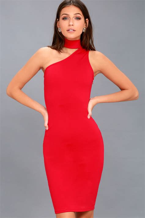Sexy Red Bodycon Dress One Shoulder Dress Red Dress Lulus