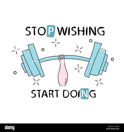Stop Wishing Start Doing Fitness Workout Gym Motivation Quote Vector