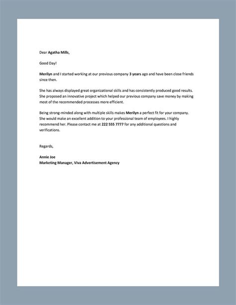Short Recommendation Letter For Colleague Template Word Template Net