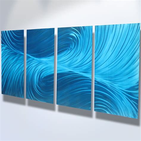 Echo All Blue Abstract Metal Wall Art Contemporary Modern Decor On