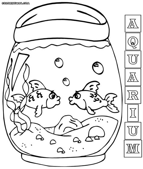 Download and print these of fishes in tank whith a cat coloring pages for free. Aquarium coloring pages | Coloring pages to download and print