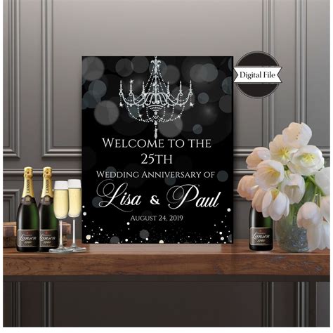 25th Anniversary Welcome Sign Personalized Print Black And Etsy