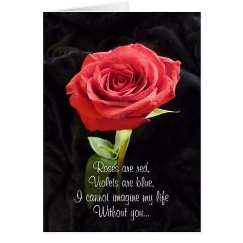 Single Red Rose Romantic Valentines Day Poem Card Zazzle