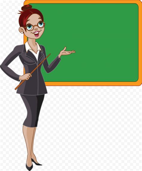 Cartoon Standing Woman Teacher With Chalkboard Citypng