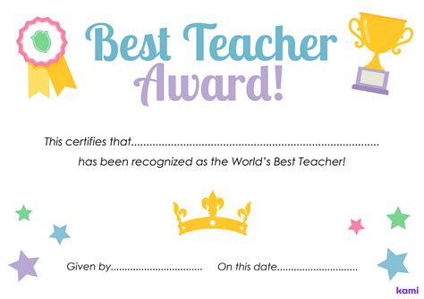 World Teachers Day Award For Teachers Perfect For Grades 1st 2nd
