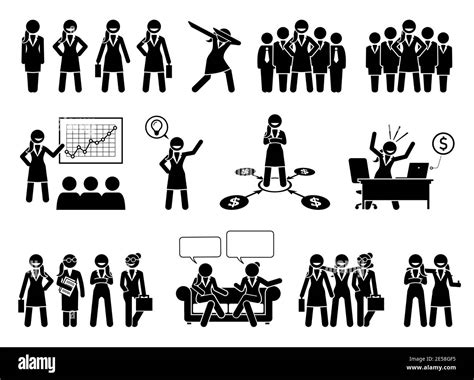 Professional Businesswoman Or Business Lady Stick Figures Pictogram