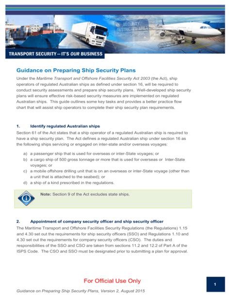 Guidance On Preparing Ship Security Plans