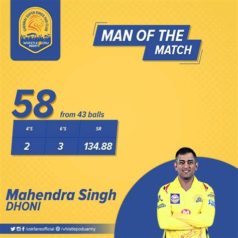 Roaring Whistles For Our Man Of The Match Thala Ms Dhoni 💛🦁