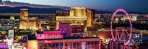 Las Vegas Skyline At Night Panorama Photo Photograph By Paul Velgos