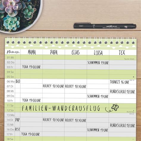 Fammilienkalender Vorlage 2021 Familienplaner Etsy Sabrinot