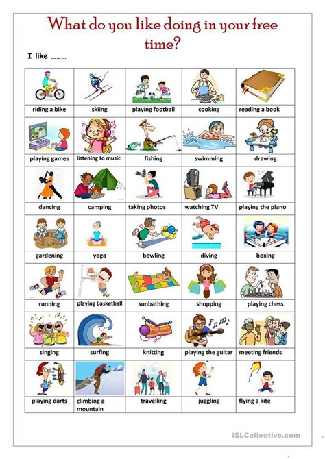 Hobbies I Like English Esl Worksheets For Distance Learning And