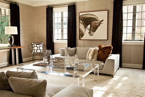 Elegant Lucite Coffee Table In Living Room Transitional